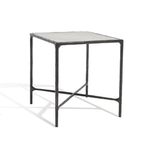 Safavieh JESSA Forged Metal Square End Table - Industrial Elegance with Marble Top and Wood Accents Black / White SFV9503D