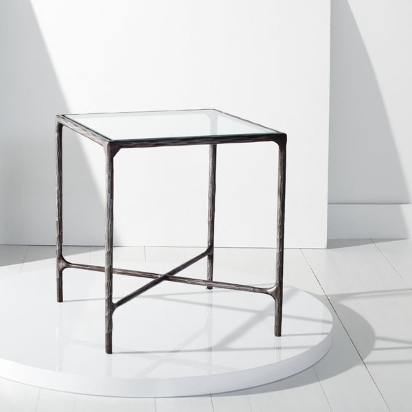 Safavieh JESSA Forged Metal Square End Table - Modern Minimalist Accent for Stylish Living Spaces Black SFV9503E