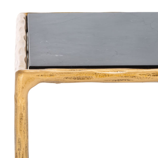 Safavieh JESSA Contemporary Brass & Black Marble Square End Table - Stylish Accent for Living Spaces SFV9503F