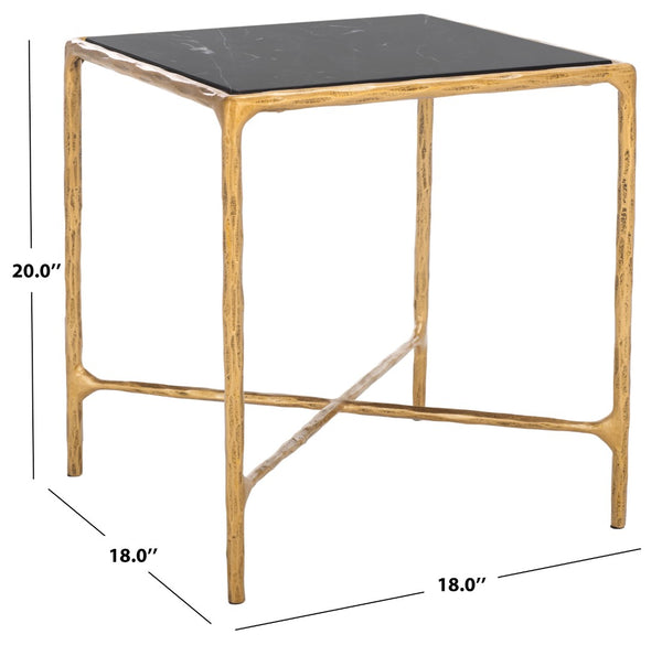 Safavieh JESSA Contemporary Brass & Black Marble Square End Table - Stylish Accent for Living Spaces SFV9503F