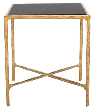 Safavieh JESSA Contemporary Brass & Black Marble Square End Table - Stylish Accent for Living Spaces SFV9503F