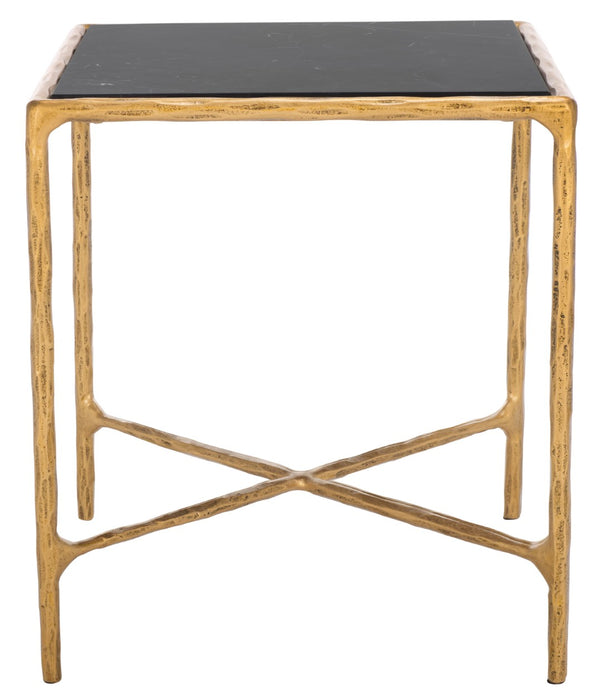 Safavieh JESSA Contemporary Brass & Black Marble Square End Table - Stylish Accent for Living Spaces SFV9503F
