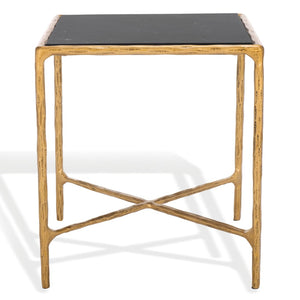 Safavieh JESSA Contemporary Brass & Black Marble Square End Table - Stylish Accent for Living Spaces SFV9503F