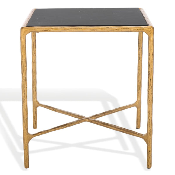 Safavieh JESSA Contemporary Brass & Black Marble Square End Table - Stylish Accent for Living Spaces SFV9503F
