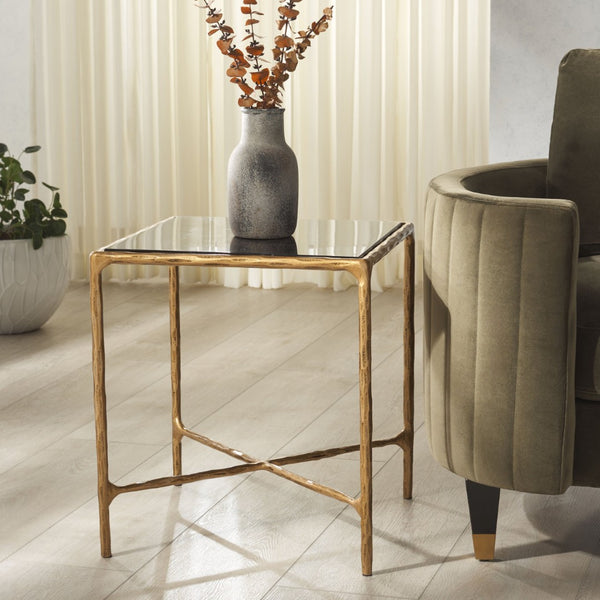 Safavieh JESSA Contemporary Brass & Black Marble Square End Table - Stylish Accent for Living Spaces SFV9503F