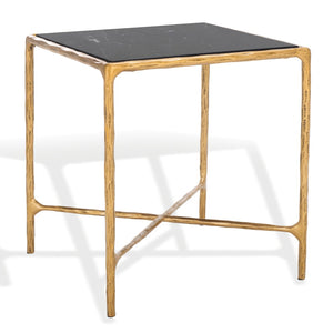 Safavieh JESSA Contemporary Brass & Black Marble Square End Table - Stylish Accent for Living Spaces SFV9503F