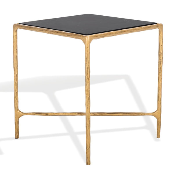 Safavieh JESSA Contemporary Brass & Black Marble Square End Table - Stylish Accent for Living Spaces SFV9503F