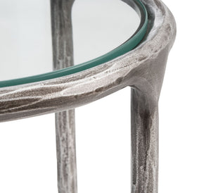 Safavieh JESSA Forged Metal Tall Round End Table – Elegant Glass Top, Modern Design for Stylish Living Spaces Silver SFV9504B