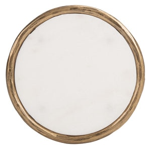 Safavieh JESSA Elegant Forged Metal Tall Round End Table in Brass & White Marble for Modern Interiors SFV9504C