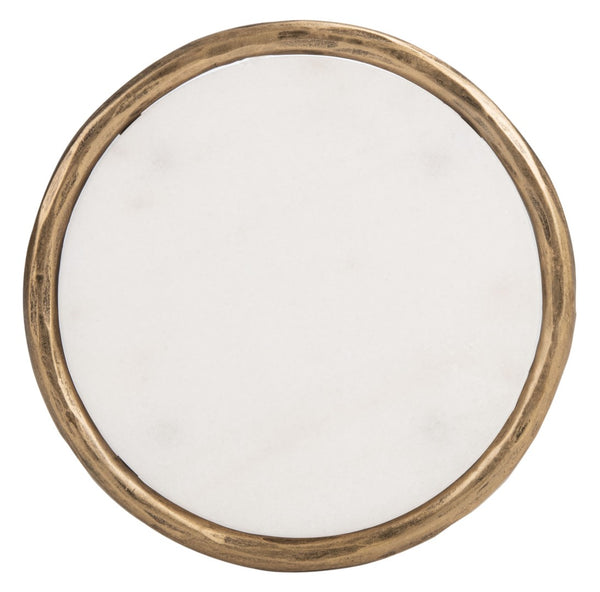 Safavieh JESSA Elegant Forged Metal Tall Round End Table in Brass & White Marble for Modern Interiors SFV9504C