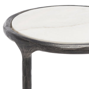 Safavieh JESSA Forged Metal Tall Round End Table - Chic Black & White Marble Design for Modern Interiors SFV9504D