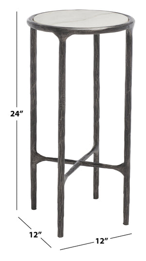 Safavieh JESSA Forged Metal Tall Round End Table - Chic Black & White Marble Design for Modern Interiors SFV9504D