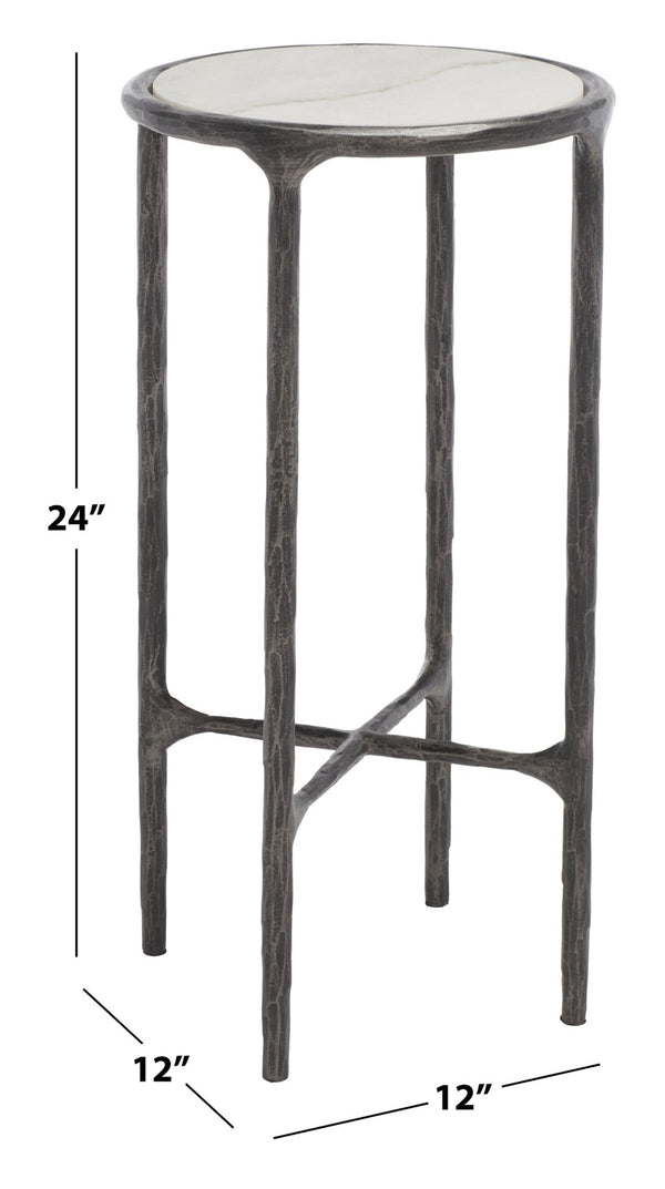 Safavieh JESSA Forged Metal Tall Round End Table - Chic Black & White Marble Design for Modern Interiors SFV9504D