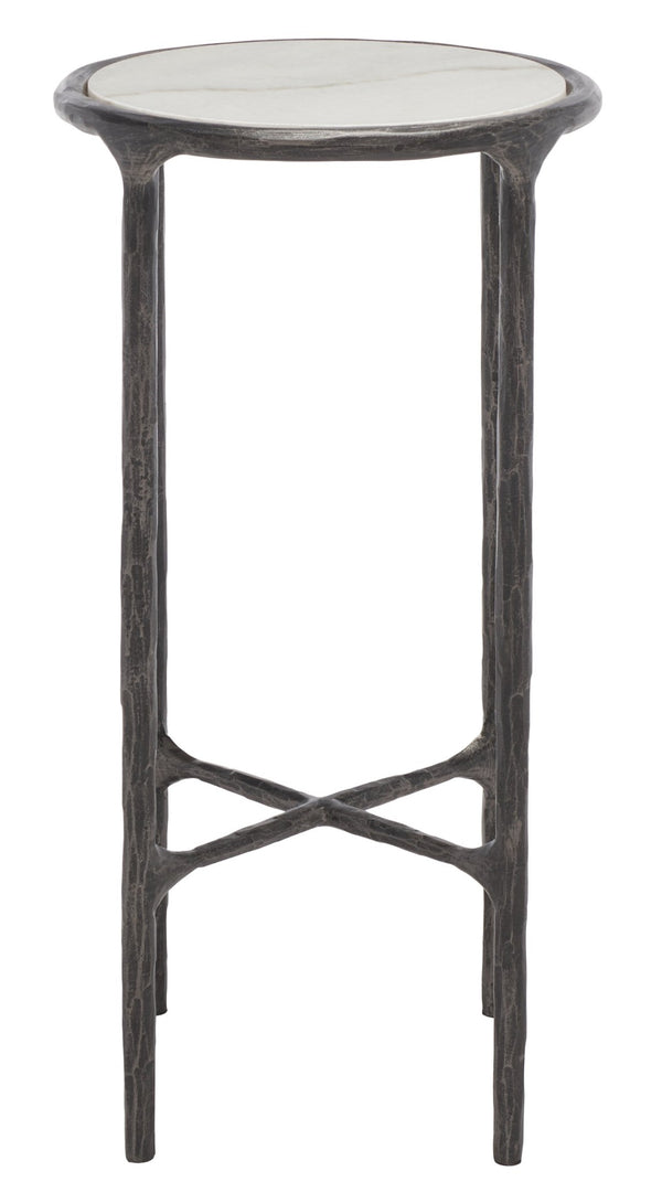 Safavieh JESSA Forged Metal Tall Round End Table - Chic Black & White Marble Design for Modern Interiors SFV9504D
