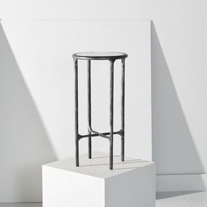 Safavieh JESSA Forged Metal Tall Round End Table - Chic Black & White Marble Design for Modern Interiors SFV9504D