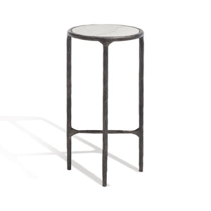 Safavieh JESSA Forged Metal Tall Round End Table - Chic Black & White Marble Design for Modern Interiors SFV9504D