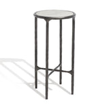 Safavieh Jessa Forged Metal Tall Round End Table Black / White Forged Metal / White Marble SFV9504D