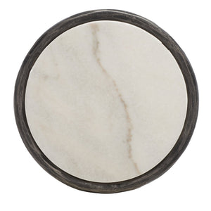 Safavieh JESSA Forged Metal Tall Round End Table - Chic Black & White Marble Design for Modern Interiors SFV9504D