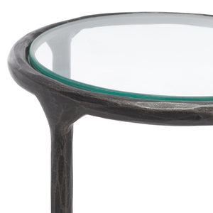 Safavieh JESSA Forged Metal Tall Round End Table – Elegant Glass Top, Modern Design for Stylish Living Spaces Black SFV9504E