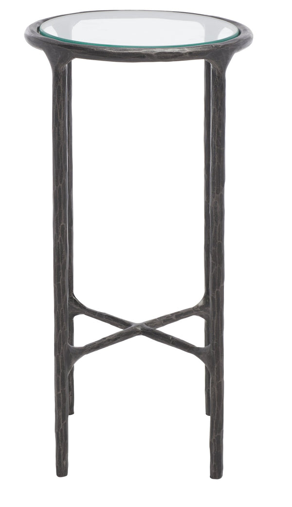 Safavieh JESSA Forged Metal Tall Round End Table – Elegant Glass Top, Modern Design for Stylish Living Spaces Black SFV9504E