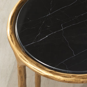 Safavieh JESSA Tall Round End Table - Luxurious Brass & Black Marble Accent for Modern Interiors & Small Spaces SFV9504F