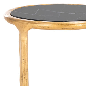 Safavieh JESSA Tall Round End Table - Luxurious Brass & Black Marble Accent for Modern Interiors & Small Spaces SFV9504F