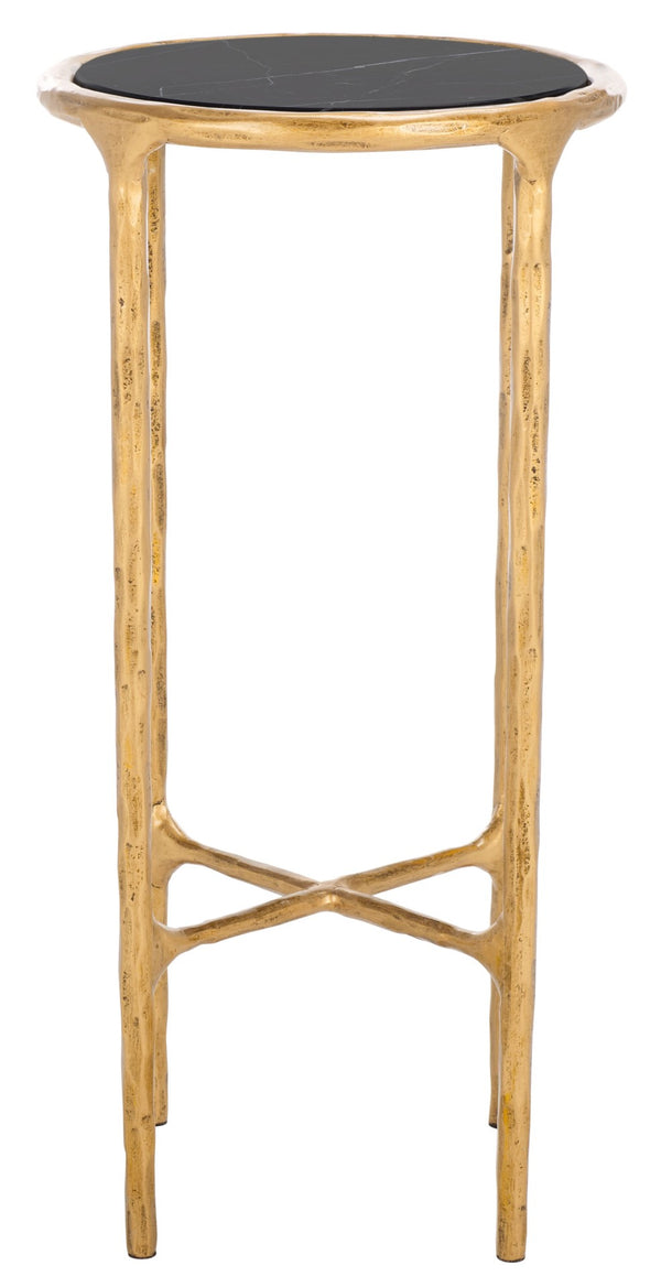 Safavieh JESSA Tall Round End Table - Luxurious Brass & Black Marble Accent for Modern Interiors & Small Spaces SFV9504F