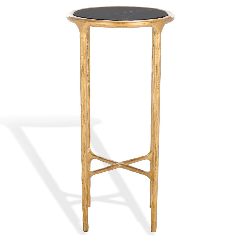 Safavieh JESSA Tall Round End Table - Luxurious Brass & Black Marble Accent for Modern Interiors & Small Spaces SFV9504F