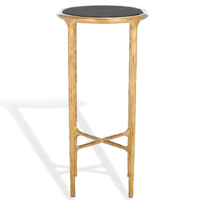 Safavieh JESSA Tall Round End Table - Luxurious Brass & Black Marble Accent for Modern Interiors & Small Spaces SFV9504F