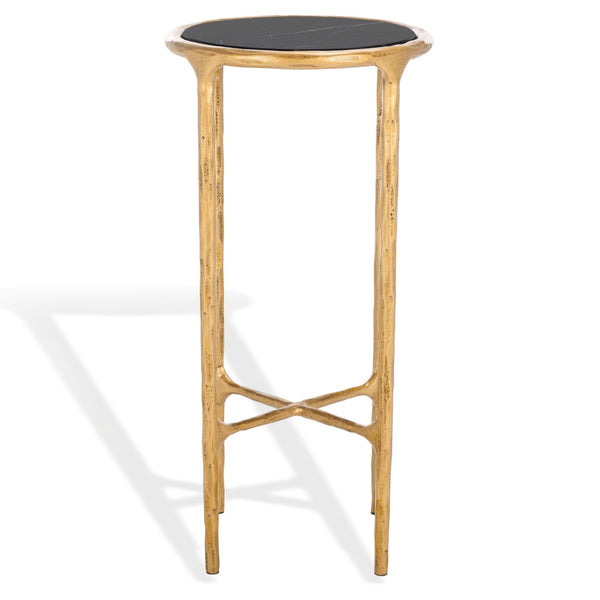 Safavieh JESSA Tall Round End Table - Luxurious Brass & Black Marble Accent for Modern Interiors & Small Spaces SFV9504F