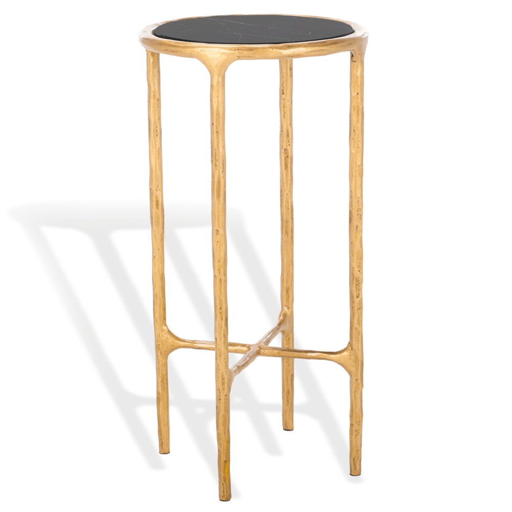 Safavieh JESSA Tall Round End Table - Luxurious Brass & Black Marble Accent for Modern Interiors & Small Spaces SFV9504F