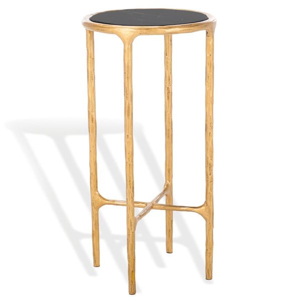 Safavieh JESSA Tall Round End Table - Luxurious Brass & Black Marble Accent for Modern Interiors & Small Spaces SFV9504F