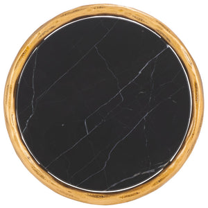 Safavieh JESSA Tall Round End Table - Luxurious Brass & Black Marble Accent for Modern Interiors & Small Spaces SFV9504F