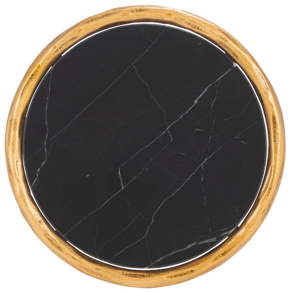 Safavieh JESSA Tall Round End Table - Luxurious Brass & Black Marble Accent for Modern Interiors & Small Spaces SFV9504F