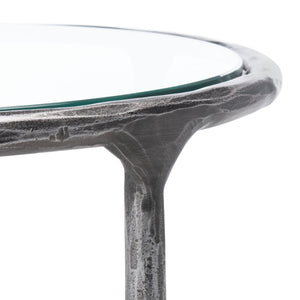 Safavieh JESSA Forged Metal Round End Table – Modern Elegance with Glass Top and Sturdy Design for Living Spaces Silver SFV9505B