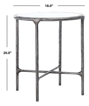 Safavieh JESSA Forged Metal Round End Table – Modern Elegance with Glass Top and Sturdy Design for Living Spaces Silver SFV9505B