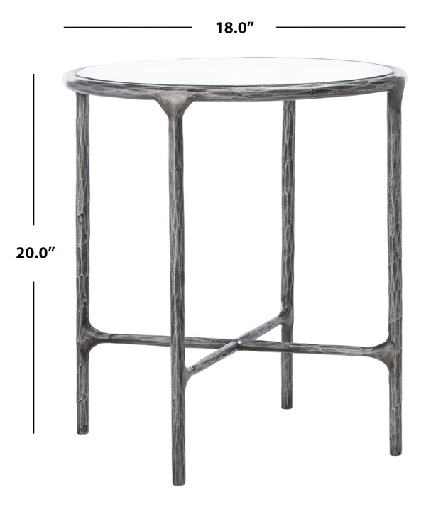 Safavieh JESSA Forged Metal Round End Table – Modern Elegance with Glass Top and Sturdy Design for Living Spaces Silver SFV9505B
