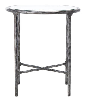 Safavieh JESSA Forged Metal Round End Table – Modern Elegance with Glass Top and Sturdy Design for Living Spaces Silver SFV9505B