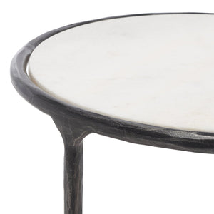 Safavieh JESSA Elegant Round End Table - Black Metal & White Marble, Versatile Design for Any Space SFV9505D