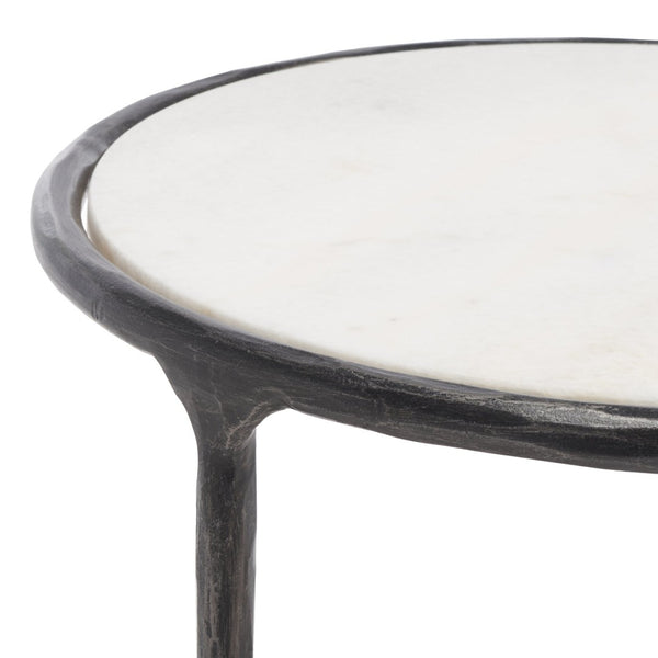 Safavieh JESSA Elegant Round End Table - Black Metal & White Marble, Versatile Design for Any Space SFV9505D