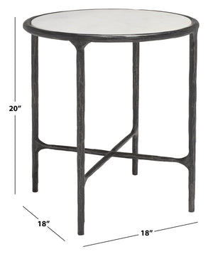 Safavieh JESSA Elegant Round End Table - Black Metal & White Marble, Versatile Design for Any Space SFV9505D