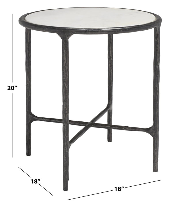 Safavieh JESSA Elegant Round End Table - Black Metal & White Marble, Versatile Design for Any Space SFV9505D