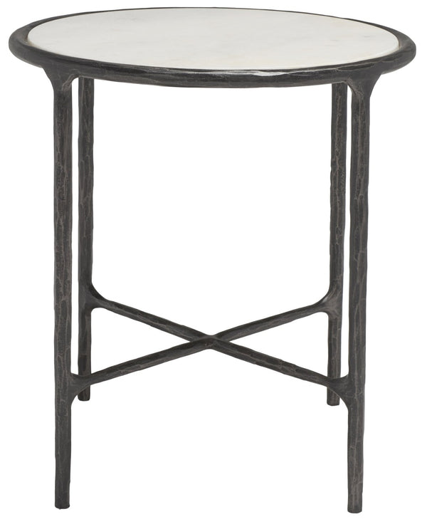 Safavieh JESSA Elegant Round End Table - Black Metal & White Marble, Versatile Design for Any Space SFV9505D