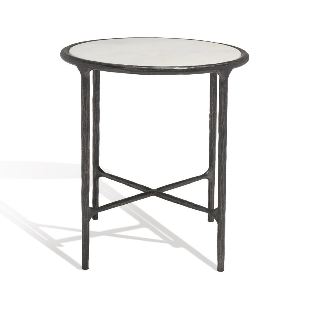 Safavieh JESSA Elegant Round End Table - Black Metal & White Marble, Versatile Design for Any Space SFV9505D