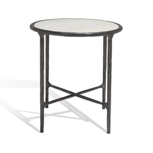 Safavieh JESSA Elegant Round End Table - Black Metal & White Marble, Versatile Design for Any Space SFV9505D