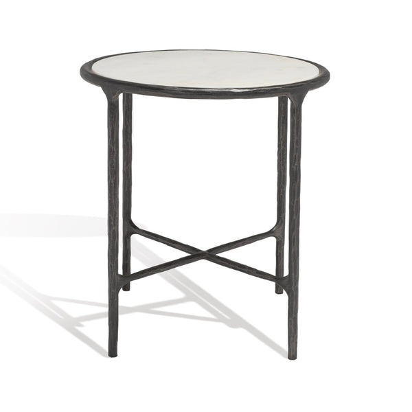 Safavieh JESSA Elegant Round End Table - Black Metal & White Marble, Versatile Design for Any Space SFV9505D