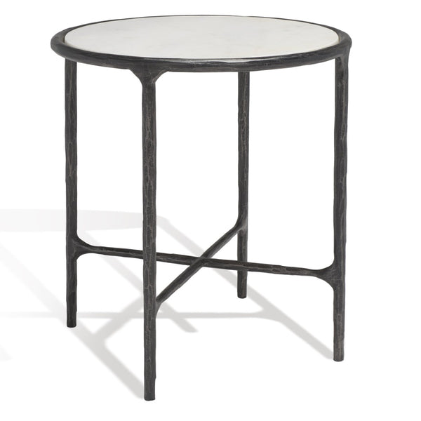Safavieh JESSA Elegant Round End Table - Black Metal & White Marble, Versatile Design for Any Space SFV9505D