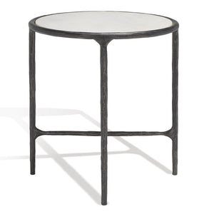 Safavieh JESSA Elegant Round End Table - Black Metal & White Marble, Versatile Design for Any Space SFV9505D