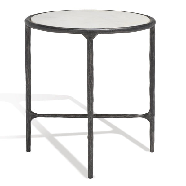 Safavieh JESSA Elegant Round End Table - Black Metal & White Marble, Versatile Design for Any Space SFV9505D