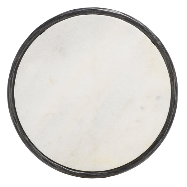 Safavieh JESSA Elegant Round End Table - Black Metal & White Marble, Versatile Design for Any Space SFV9505D
